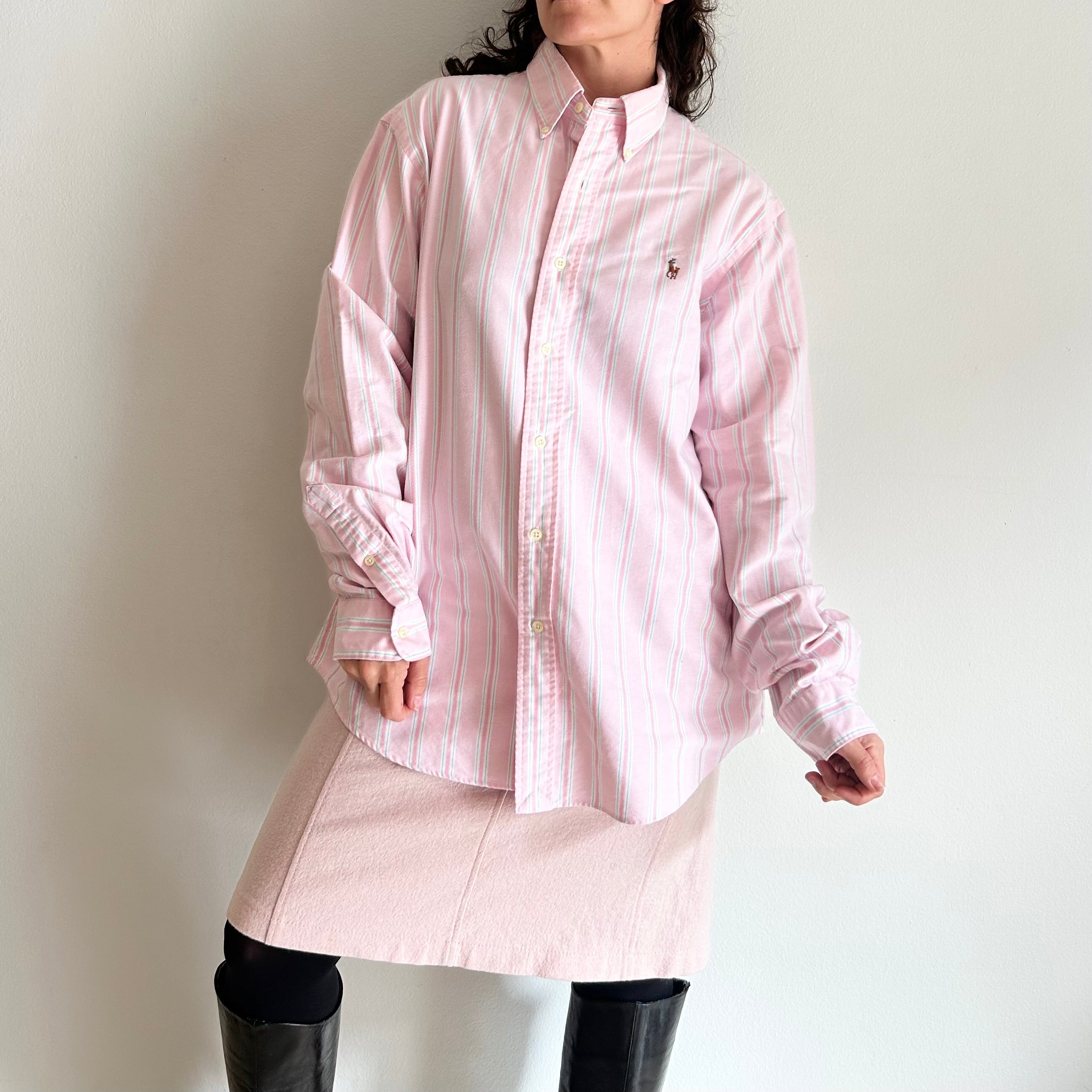 Polo Ralph Lauren "Custom Fit" Oxford – Pink & Mint Candy Stripe