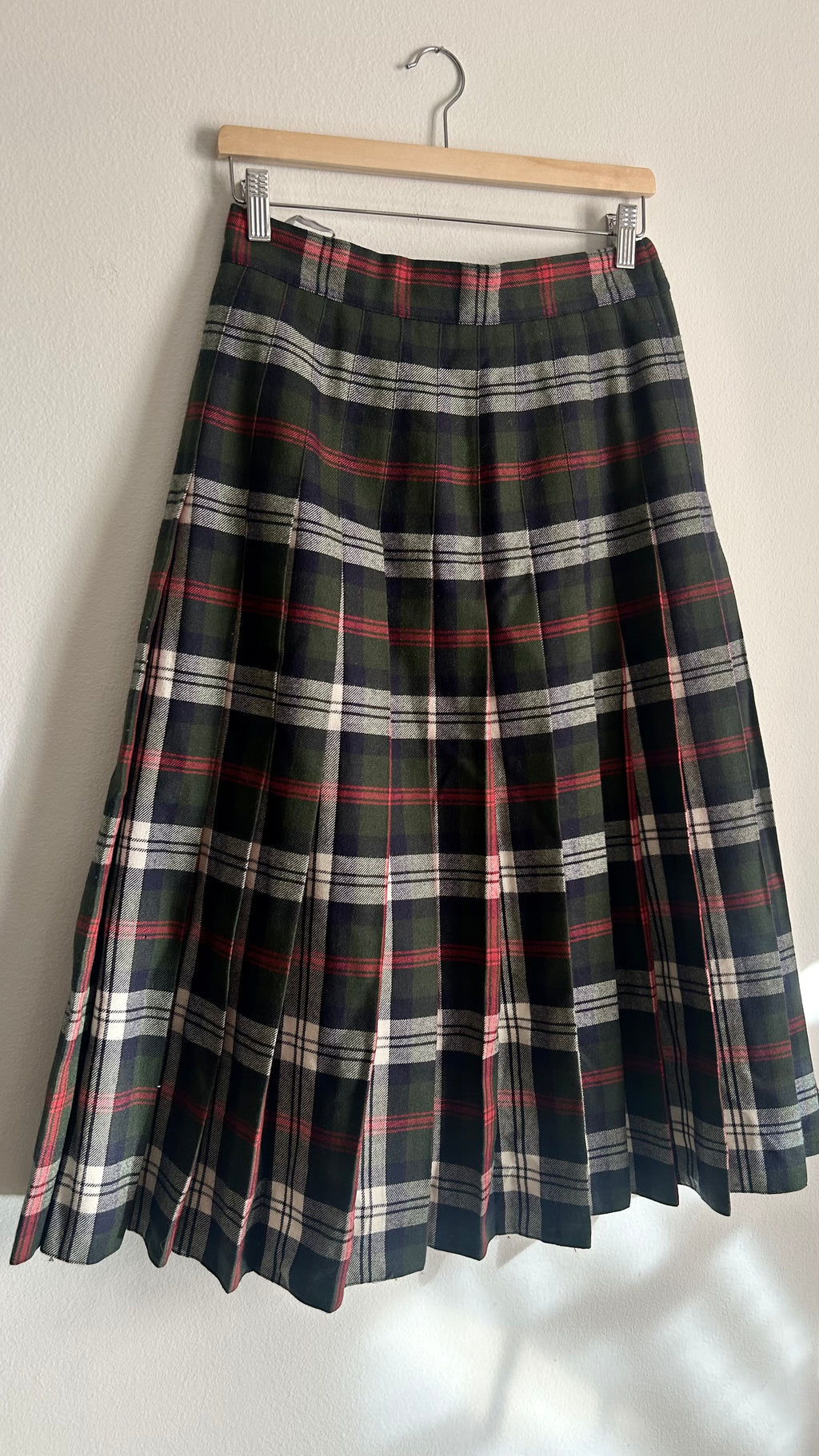 Vintage 100% Pure New Wool Plaid Skirt