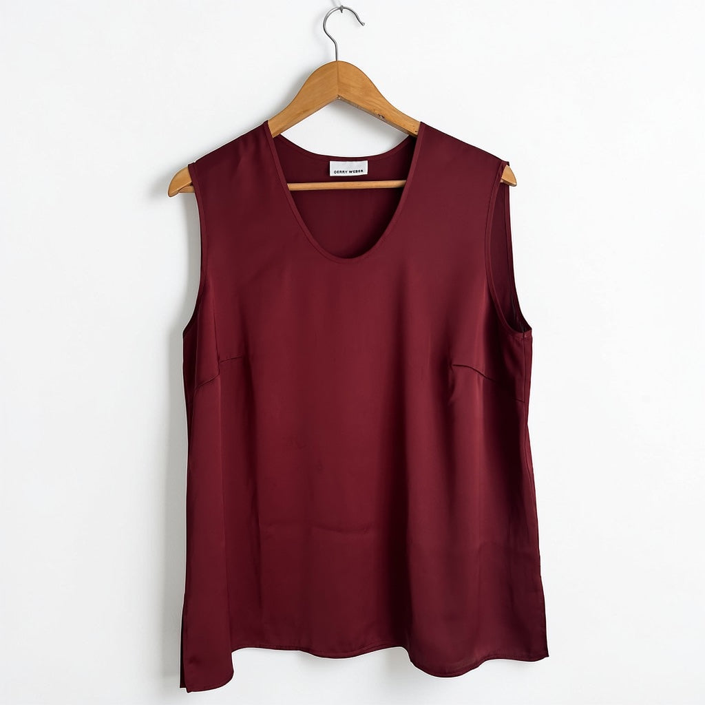 90s Dark Red Fluid Sleeveless Top