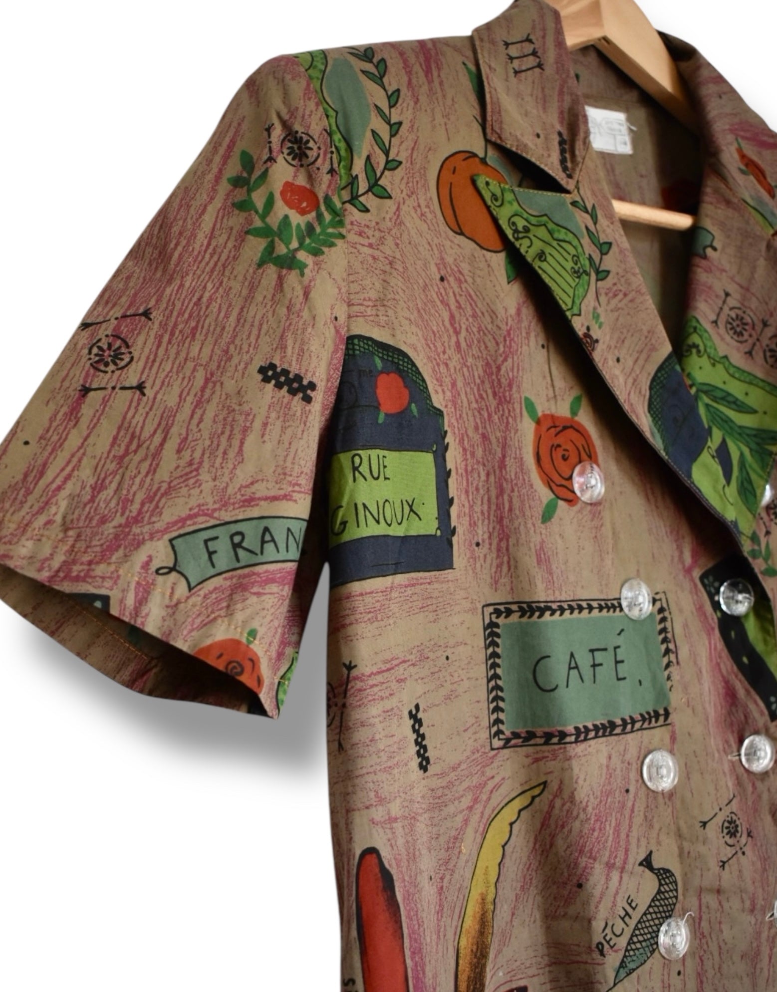 Vintage 80s Printed Jumpsuit – Oversized, Cotton, Shoulder Pads