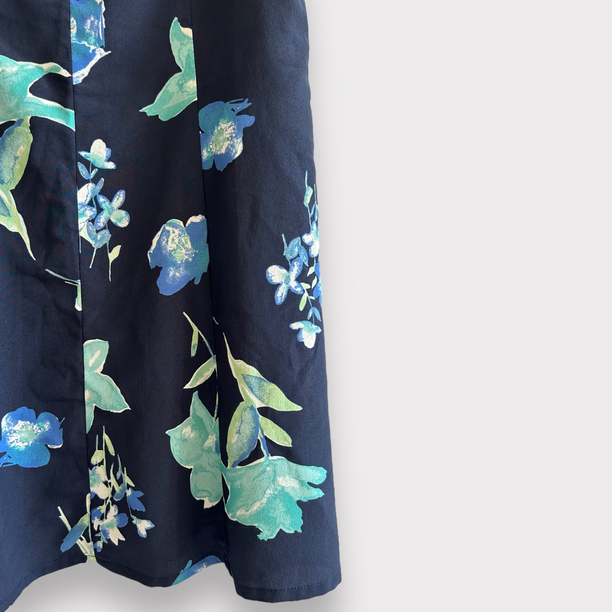 Vintage Handmade Dark Blue Floral Mini Dress