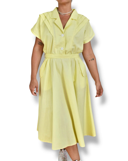 1980’s Yellow Midi Dress with Pockets