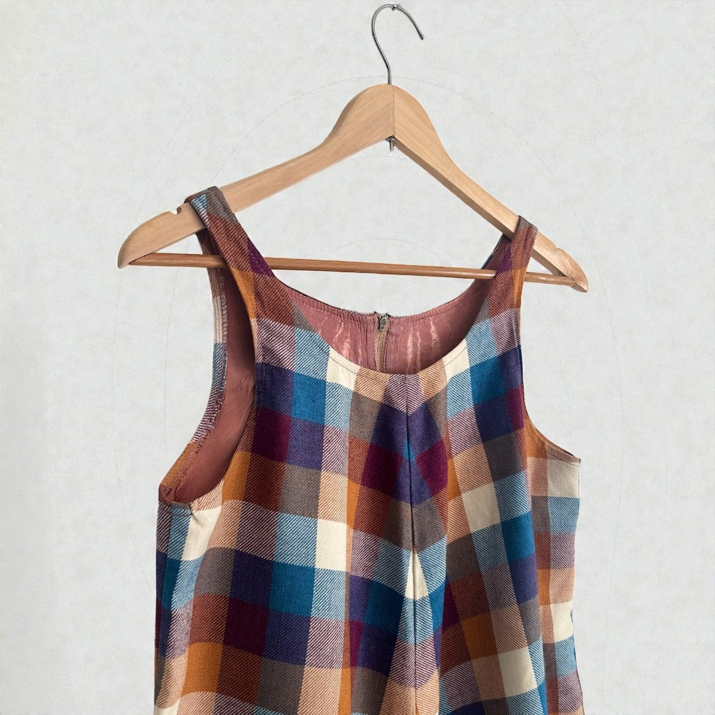 Handmade 1960s A-Line Plaid Pinafore Dress