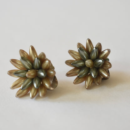 Vintage Flower Clip Earrings