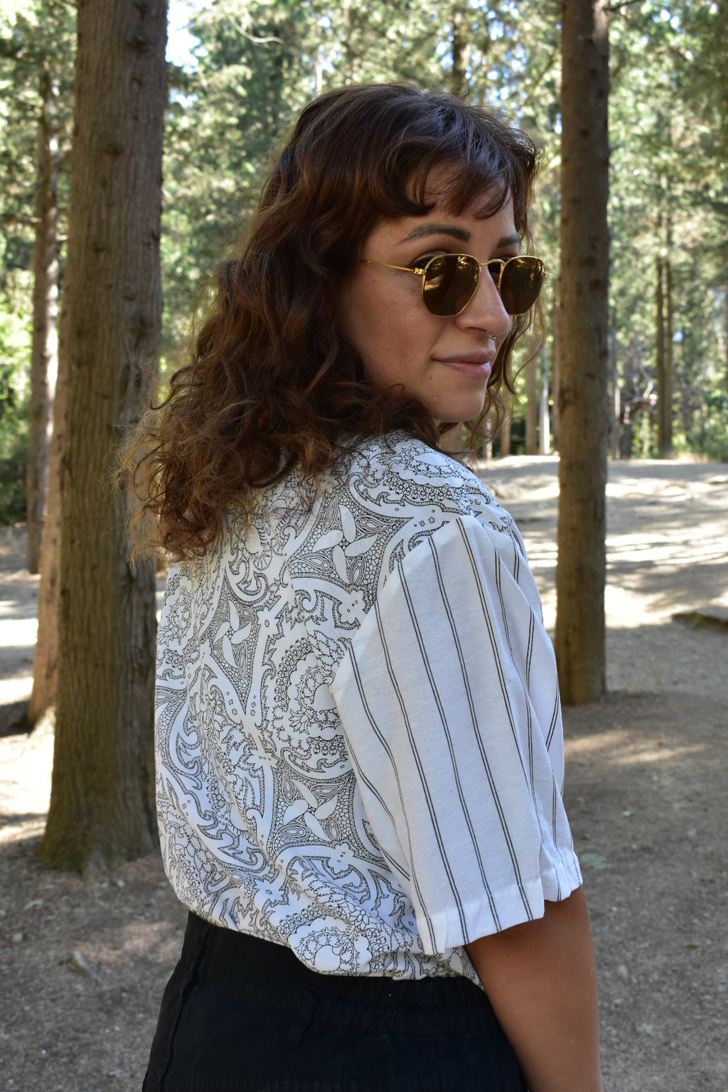 Vintage Button-Up Shirt (Vertical stripes and classic patterns)