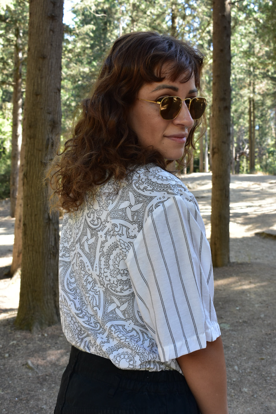 Vintage Button-Up Shirt (Vertical stripes and classic patterns)