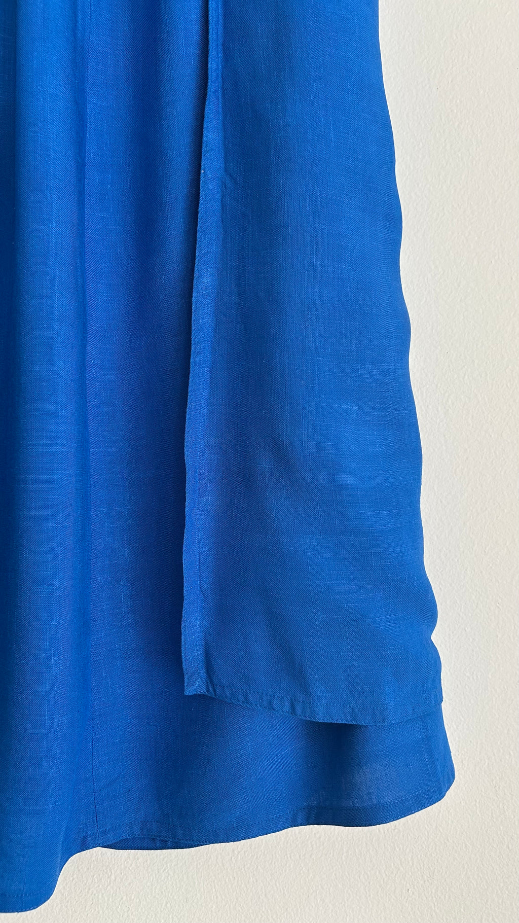 Vintage 1970s Royal Blue Linen Midi Skirt