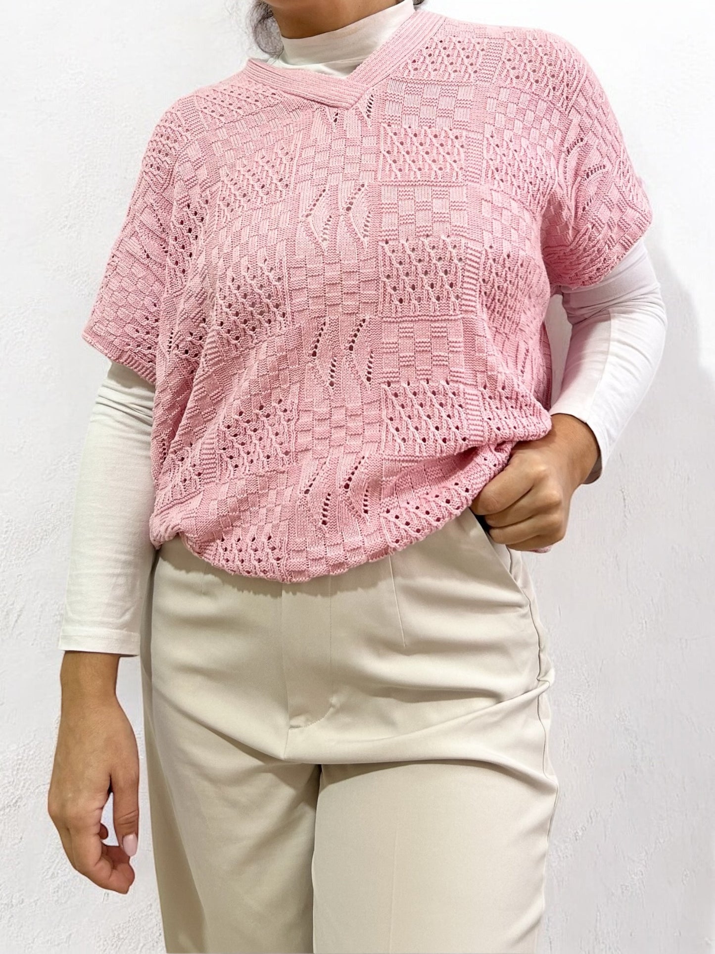 Vintage Light Pink Knitted Vest