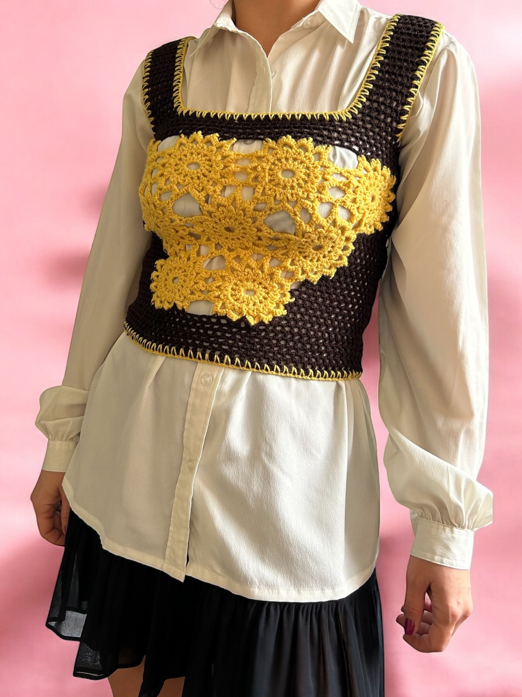 Handmade Vintage Crochet Floral Top