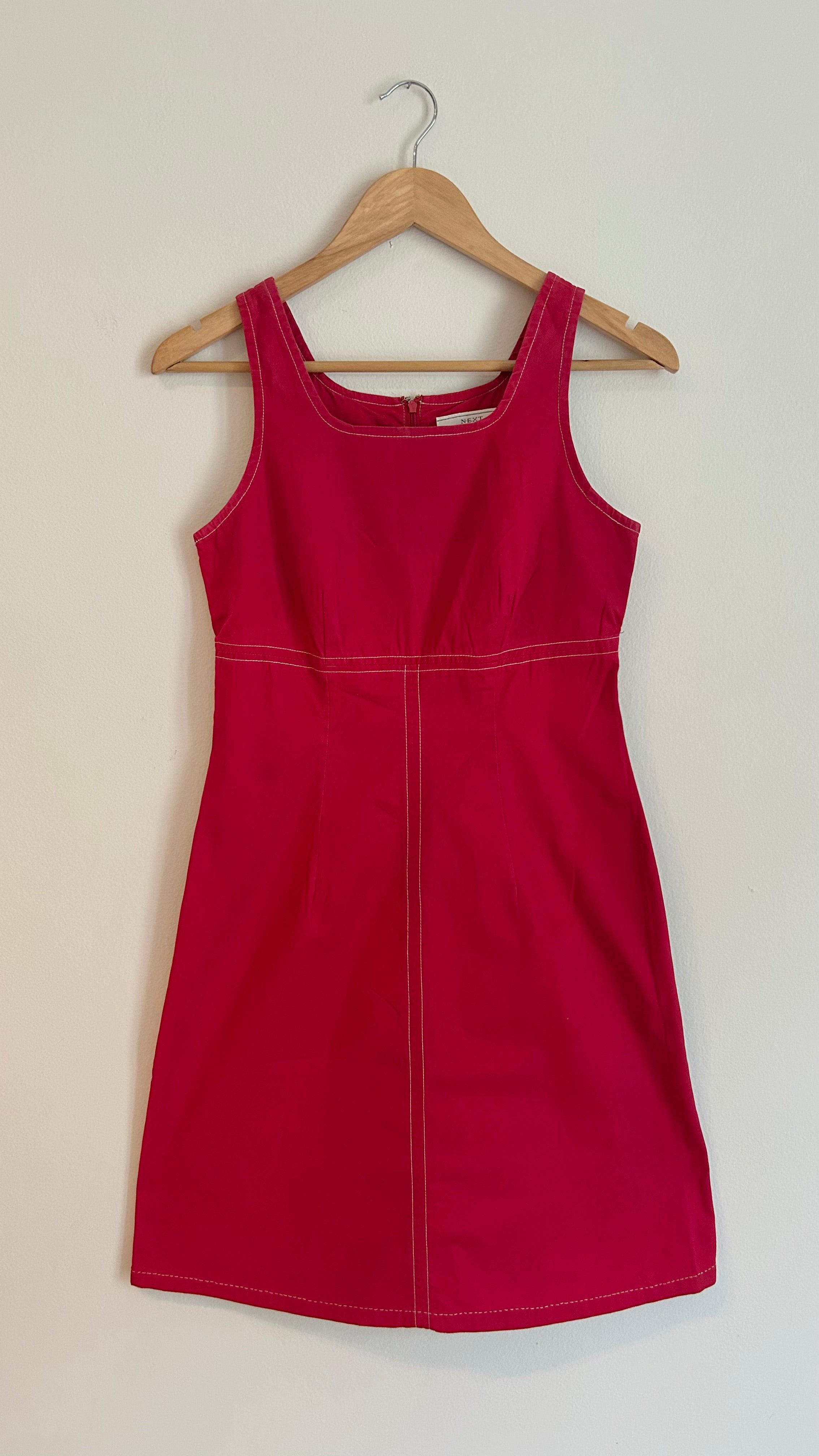 Vintage 90s Minimalist Ruby Red Pinafore Dress