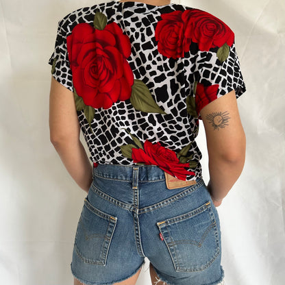 Vintage Knot Crop Top with Shoulder Pads