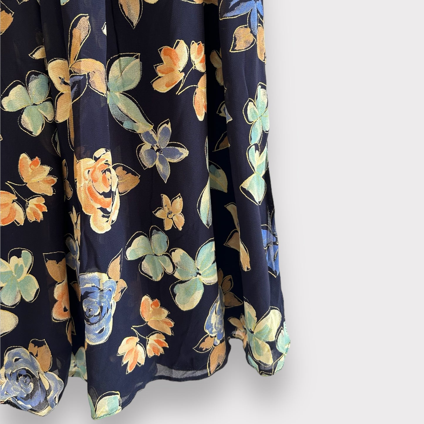 Vintage Pleated Floral Midi Skirt