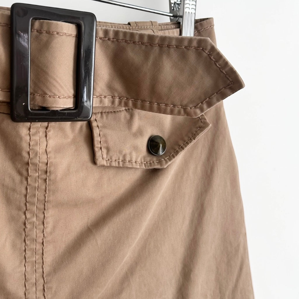 Y2K Camel Tone Belted Skirt