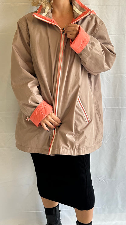 Beige Oversized Windbreaker