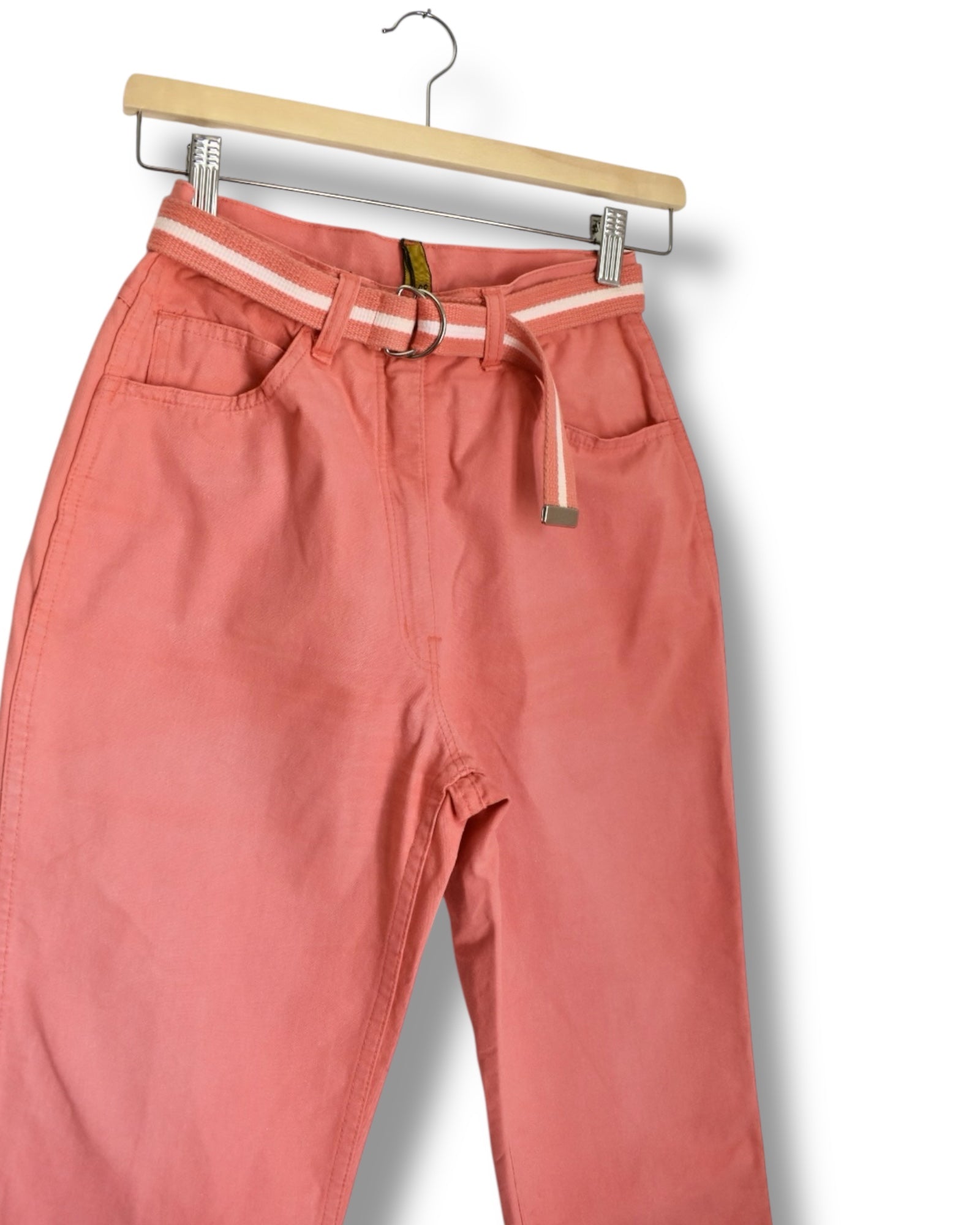 Vintage Coral High-Waisted Cotton Pants – Size 38 (EU)