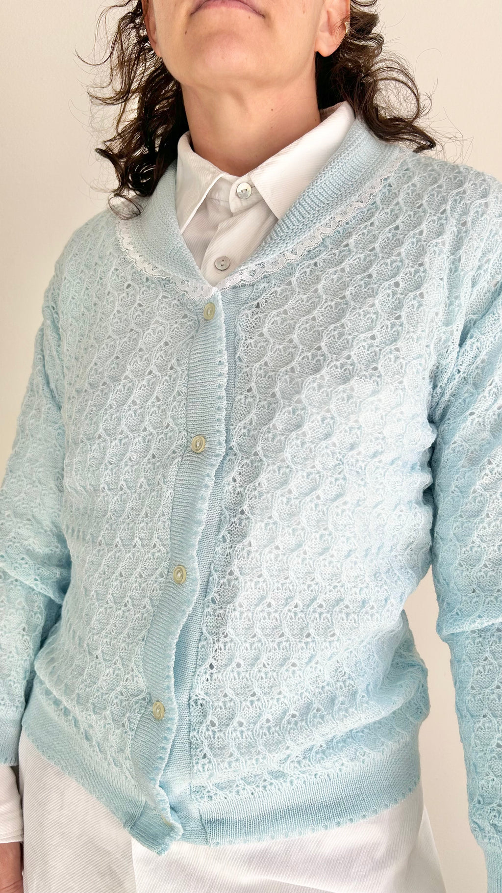 Light Blue Vintage Knit Cardigan