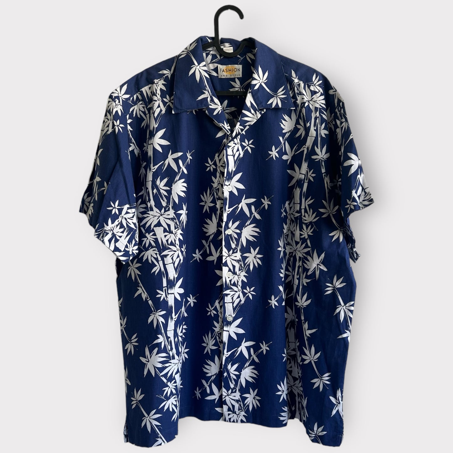 Vintage Blue Patterned Short Sleeve Shirt