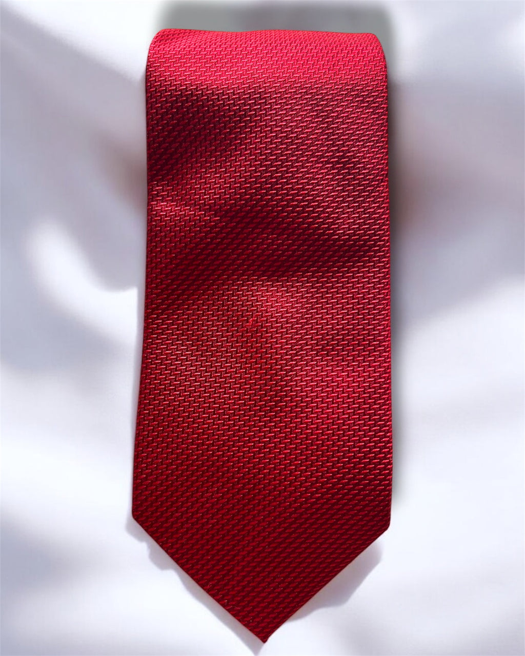 Vintage Silk Tie — Red Textured Weave