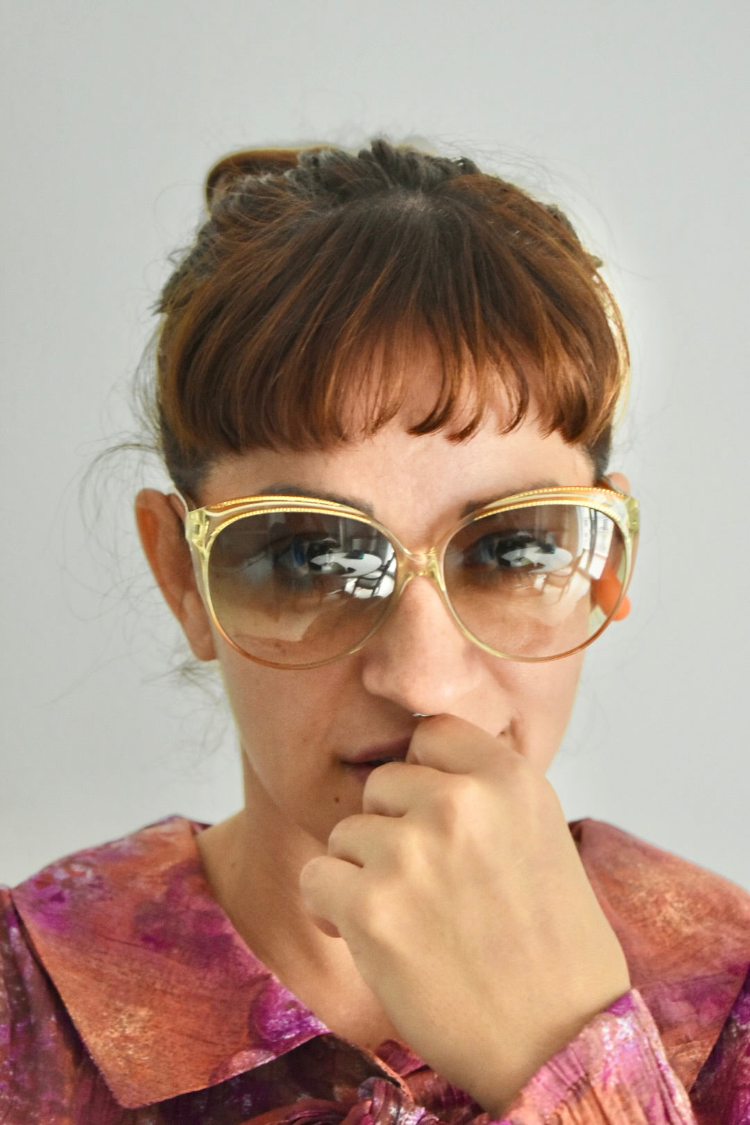 Vintage 1970s Sunglasses – Orange Frame with Gold Details