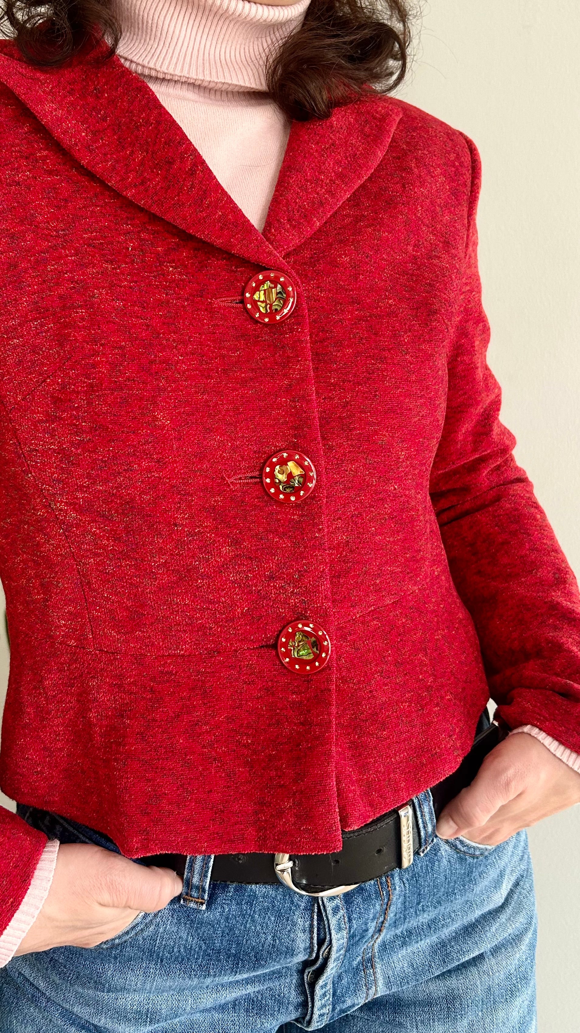 Vintage Textured Red Blazer