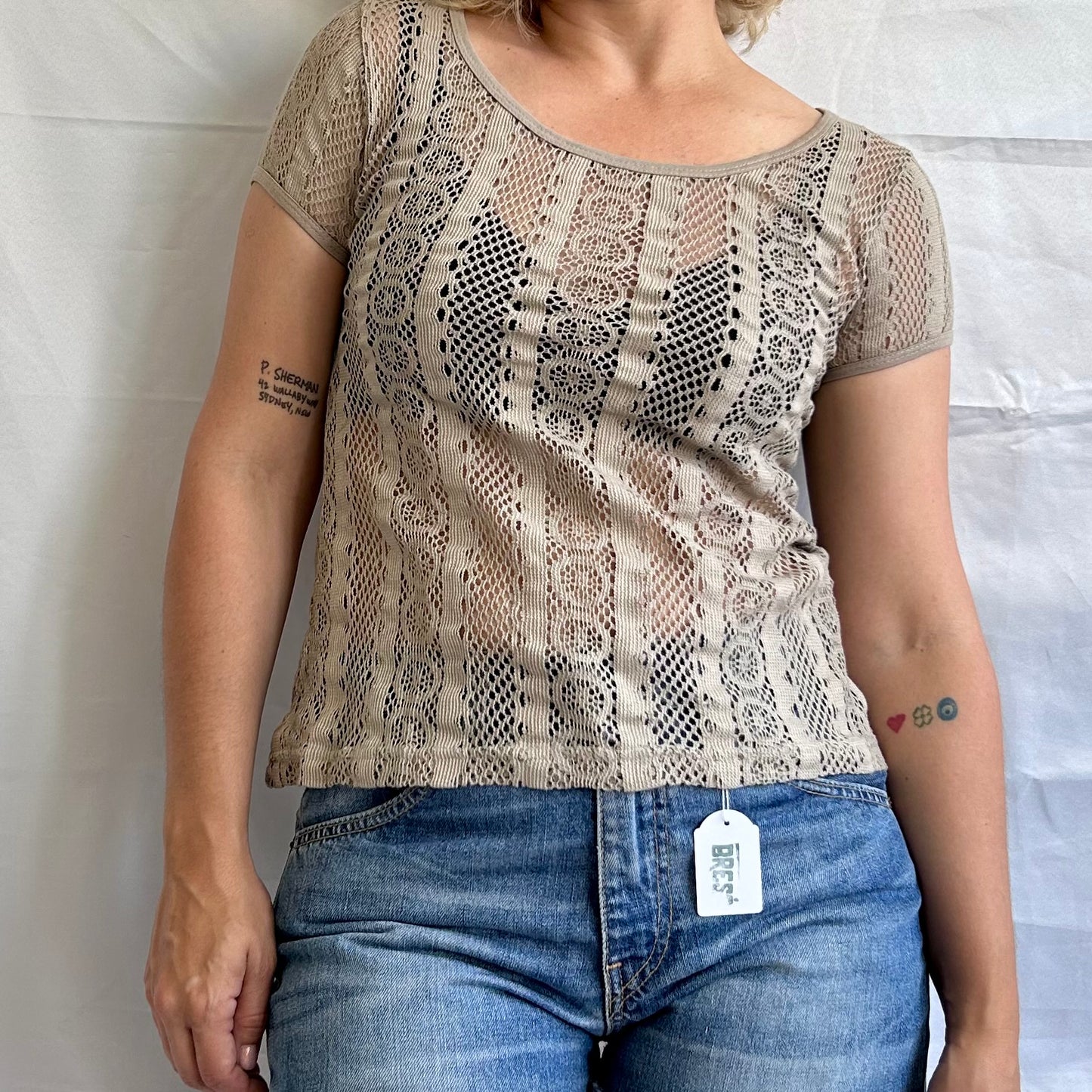 Vintage See Through Top Light Brown