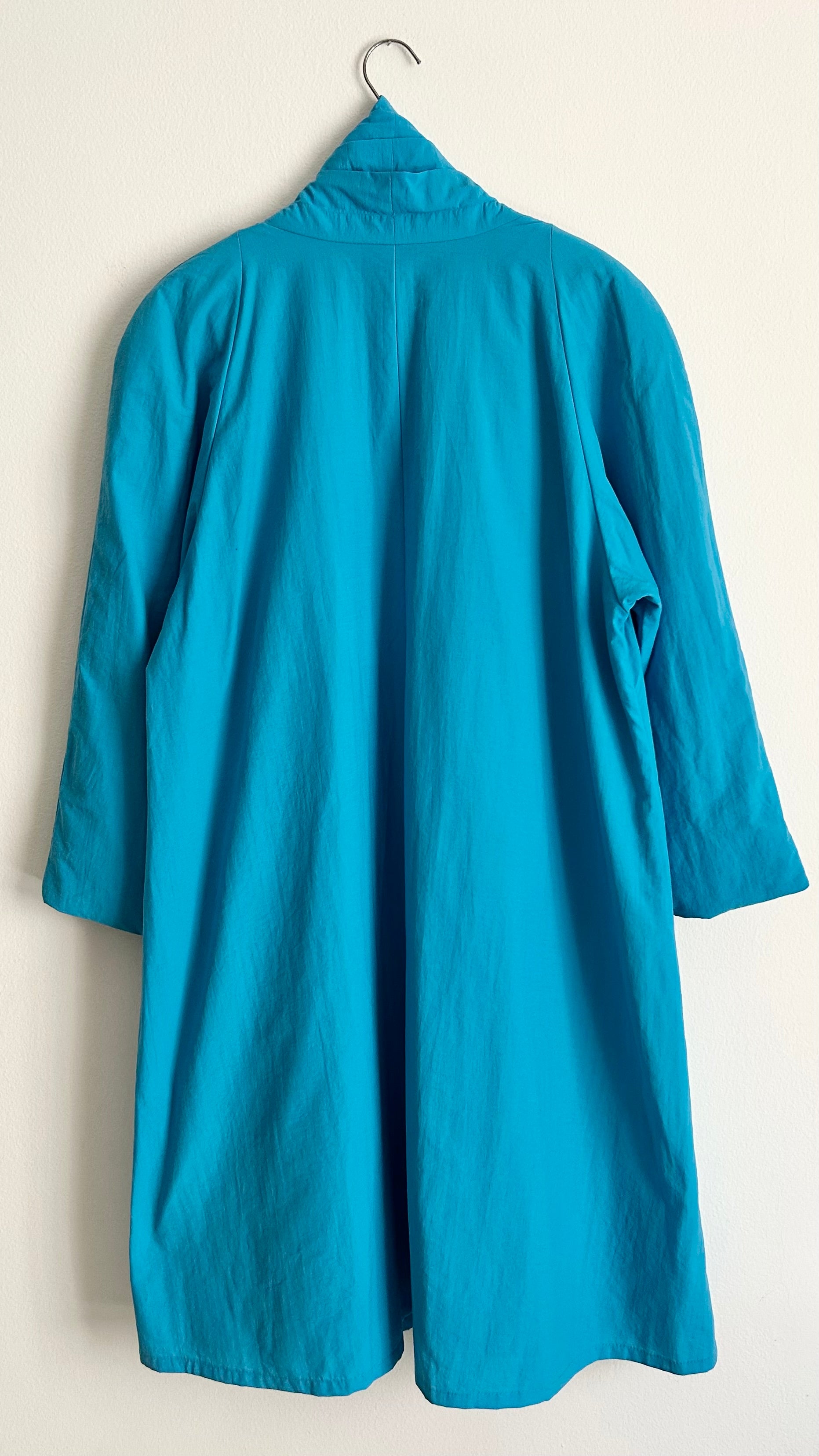 90s Teal Avant-Garde Pleated Duster Coat
