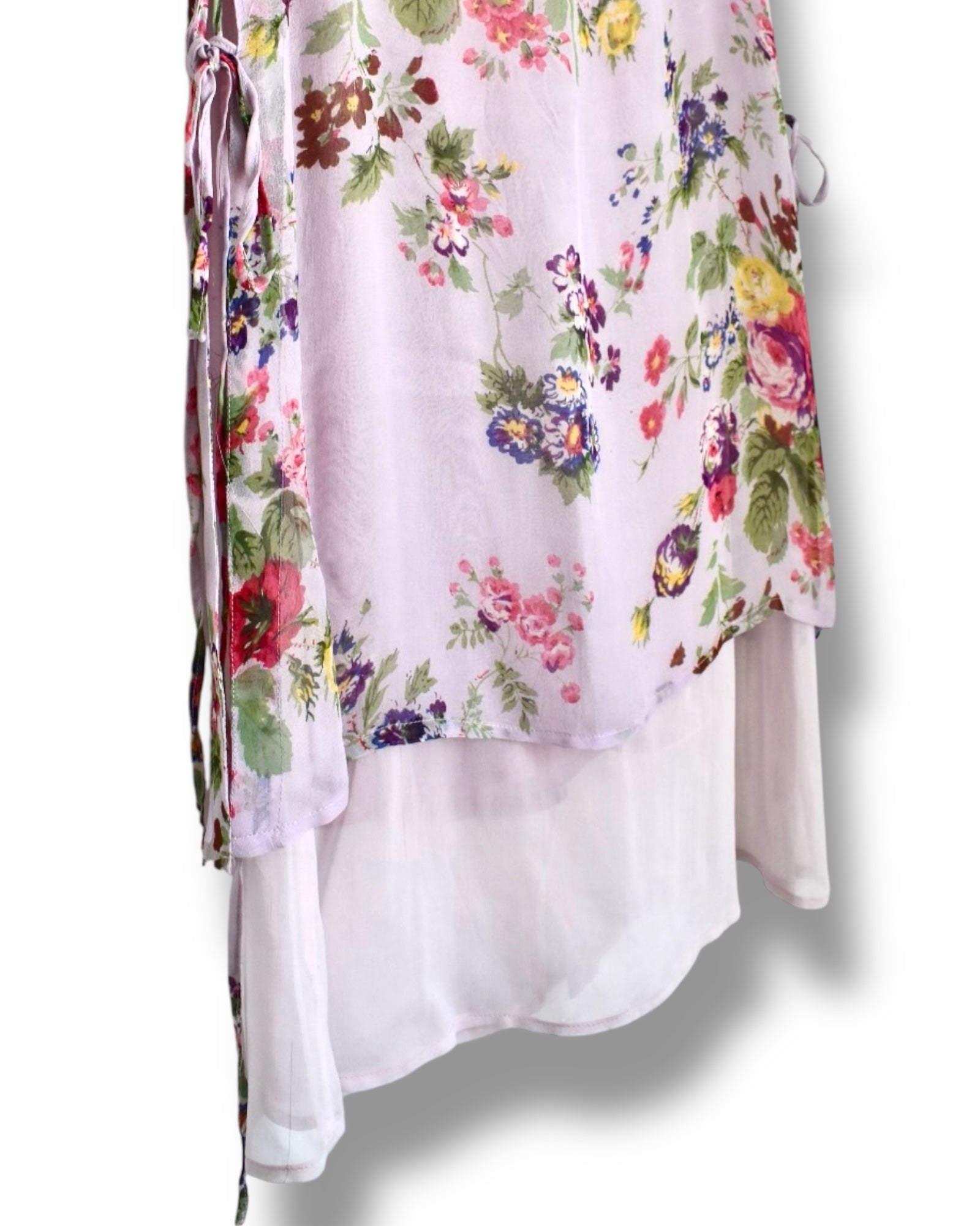 Vintage Lilac Floral Sheer Midi Dress