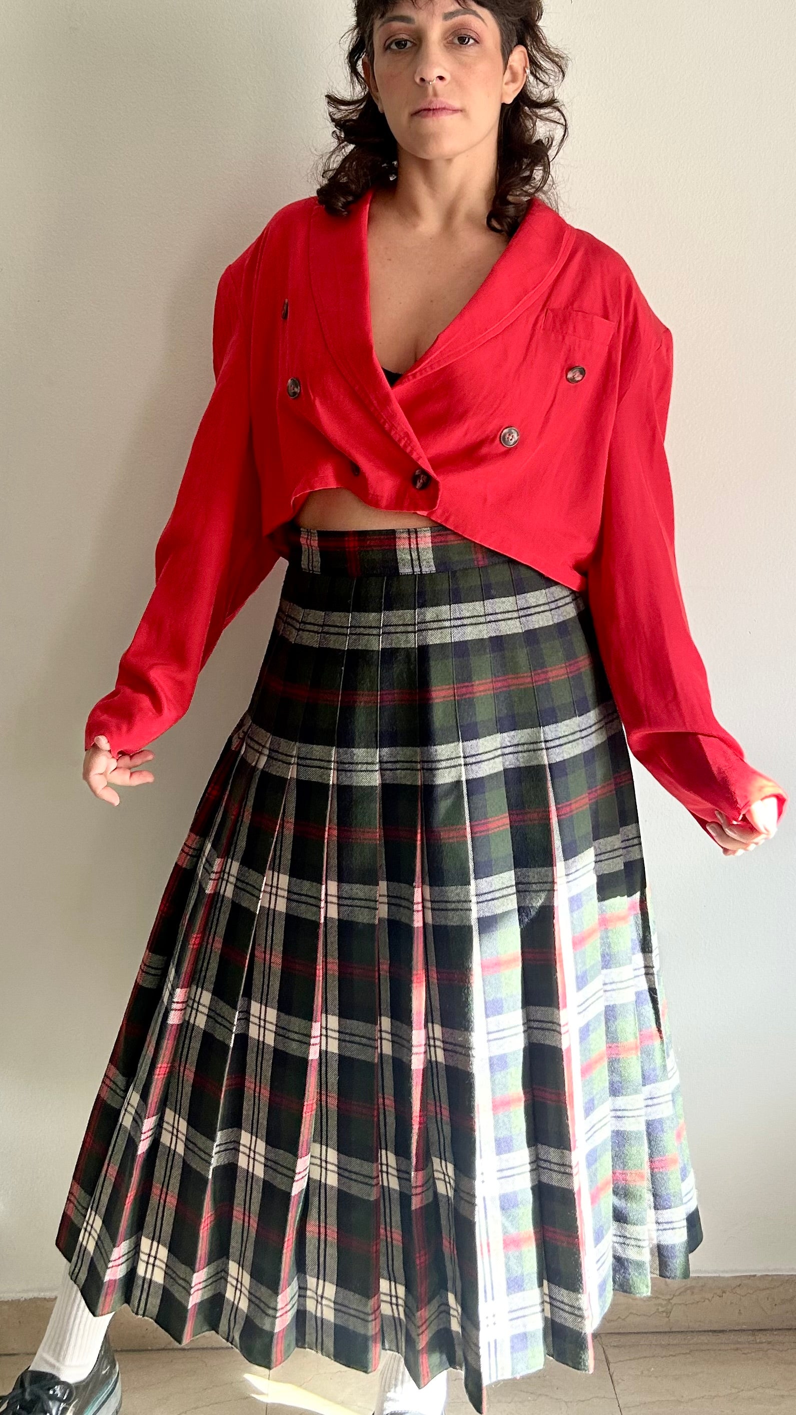 Vintage 100% Pure New Wool Plaid Skirt