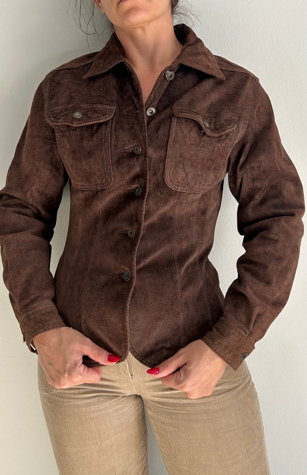 Dark Brown 1970s Leather Button-Up Shirt