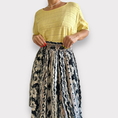 Vintage Patterned Midi Skirt