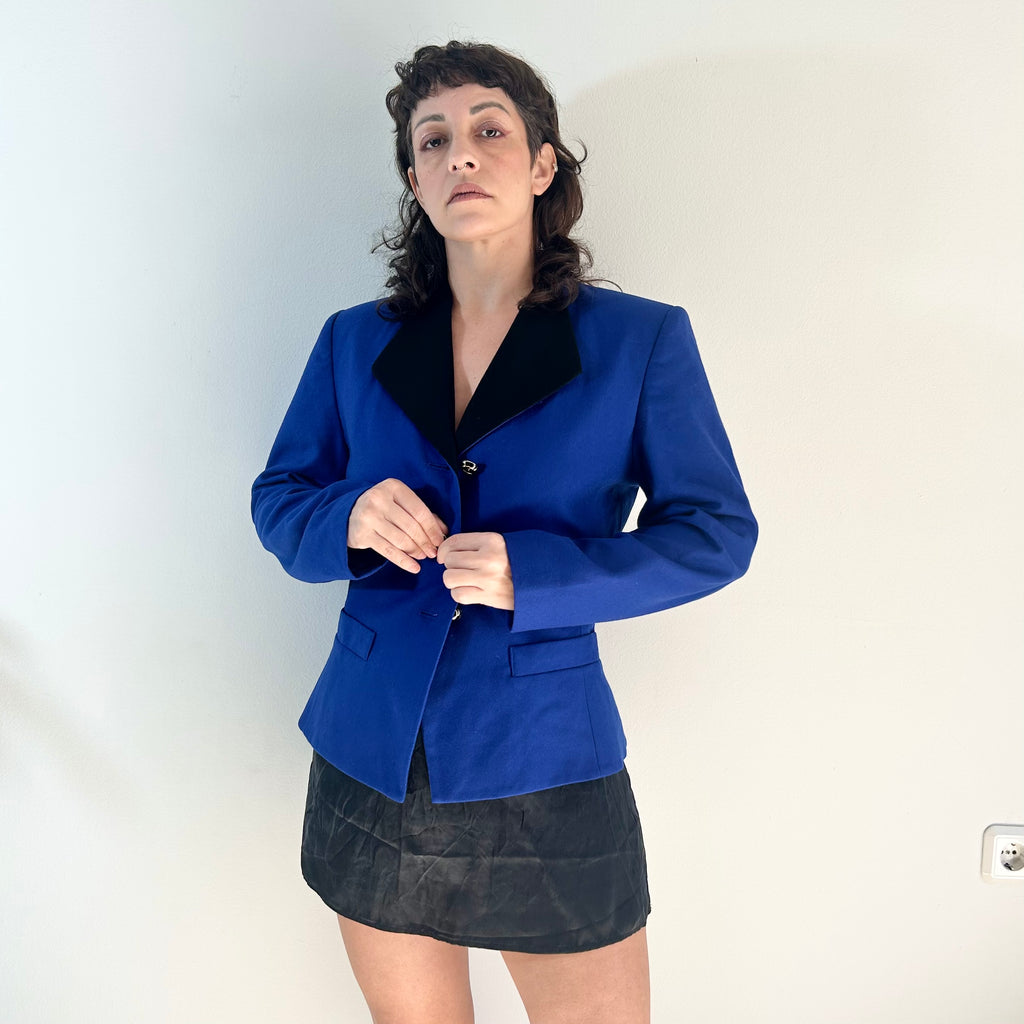 Vintage Wool Blazer with Black Lapel