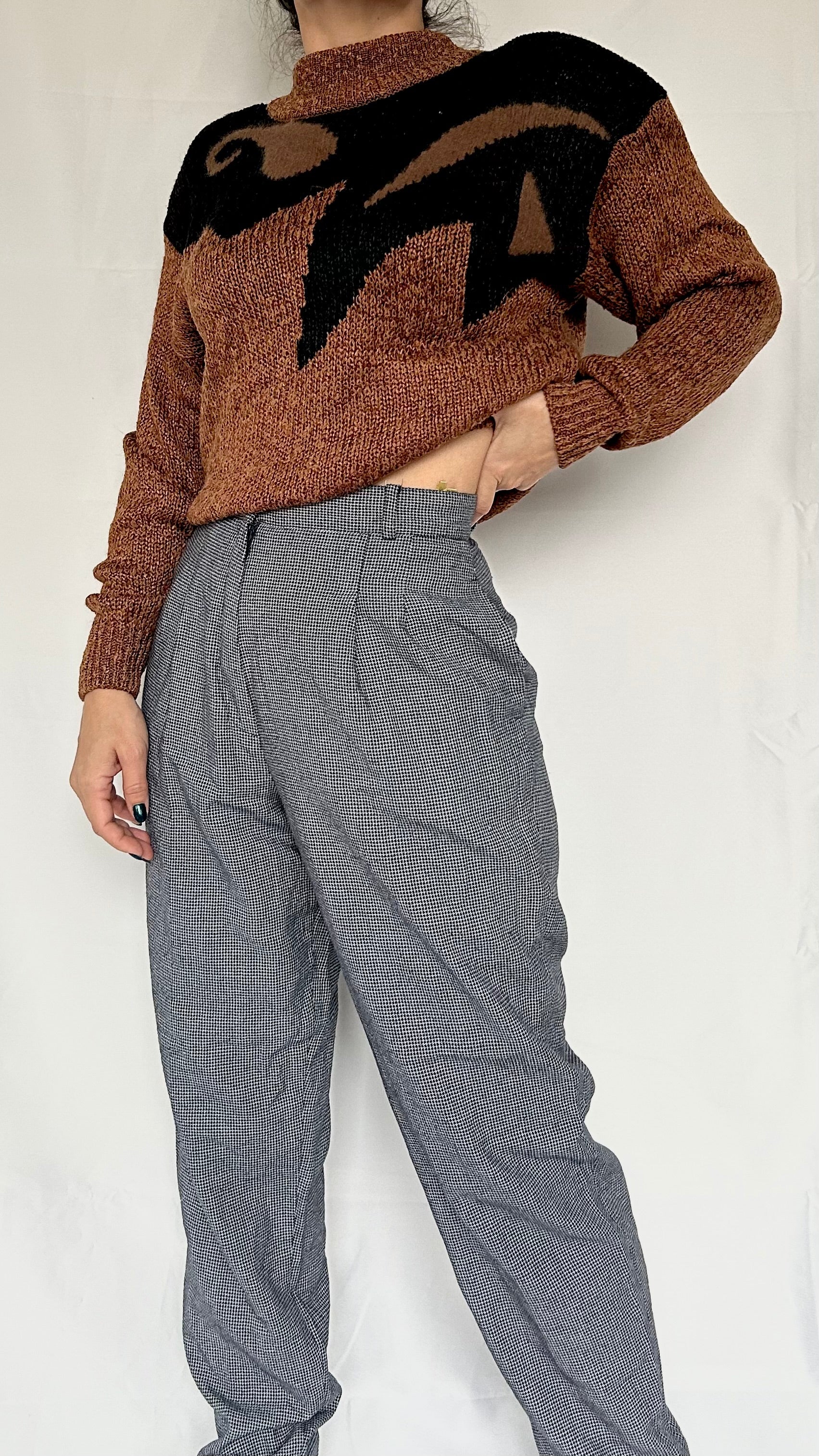 Vintage High Waisted Office Pants B&W