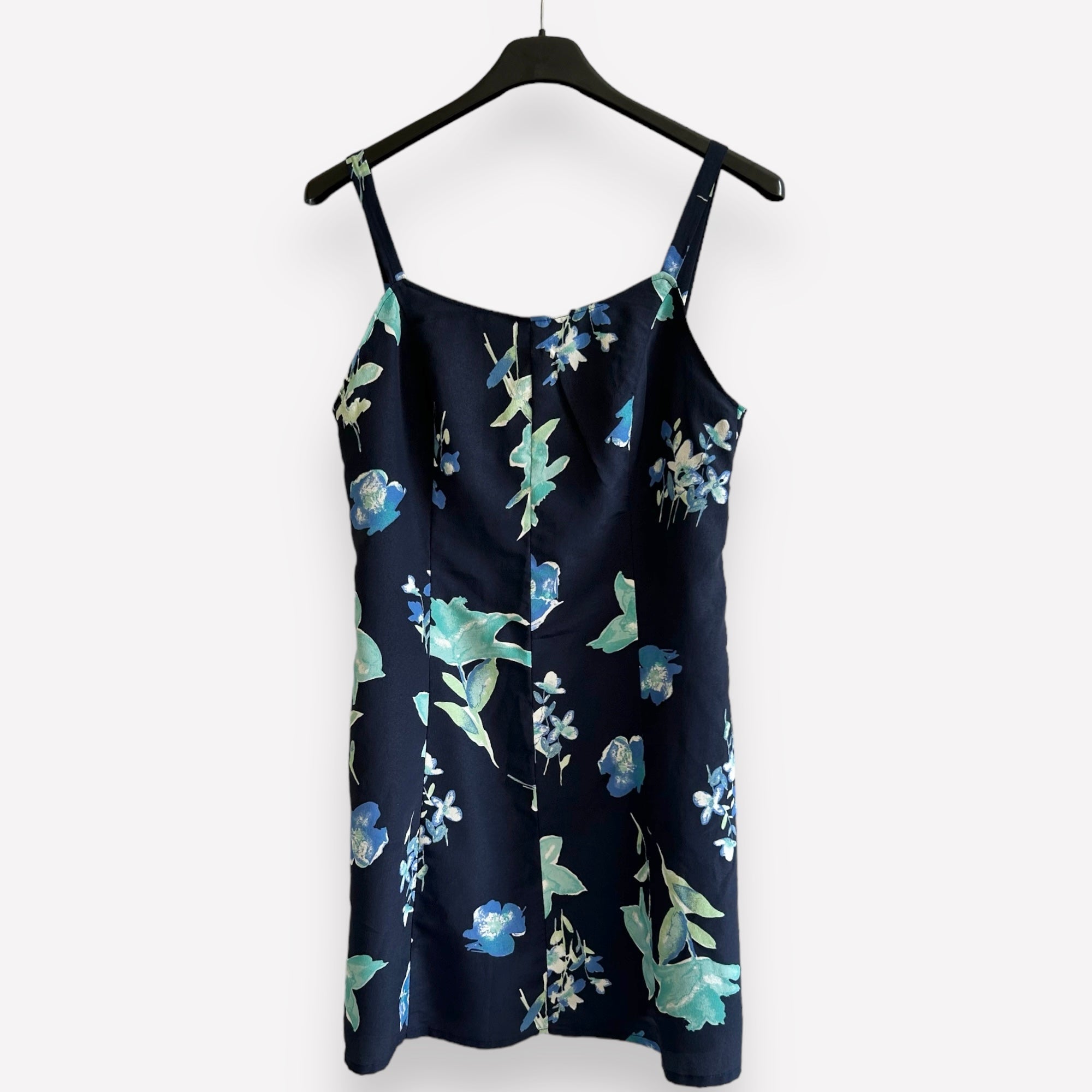 Vintage Handmade Dark Blue Floral Mini Dress