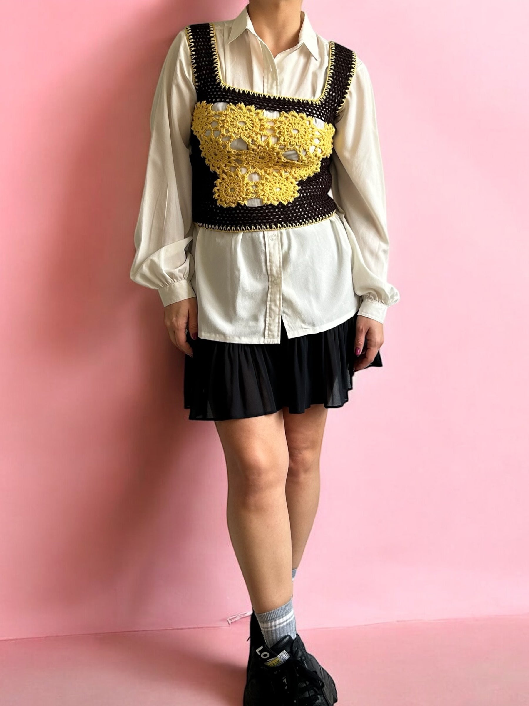 Handmade Vintage Crochet Floral Top