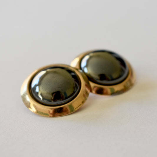 Vintage Black Pearl Clip Earrings