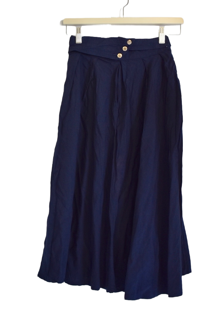 Dark Blue Vintage Midi Skirt