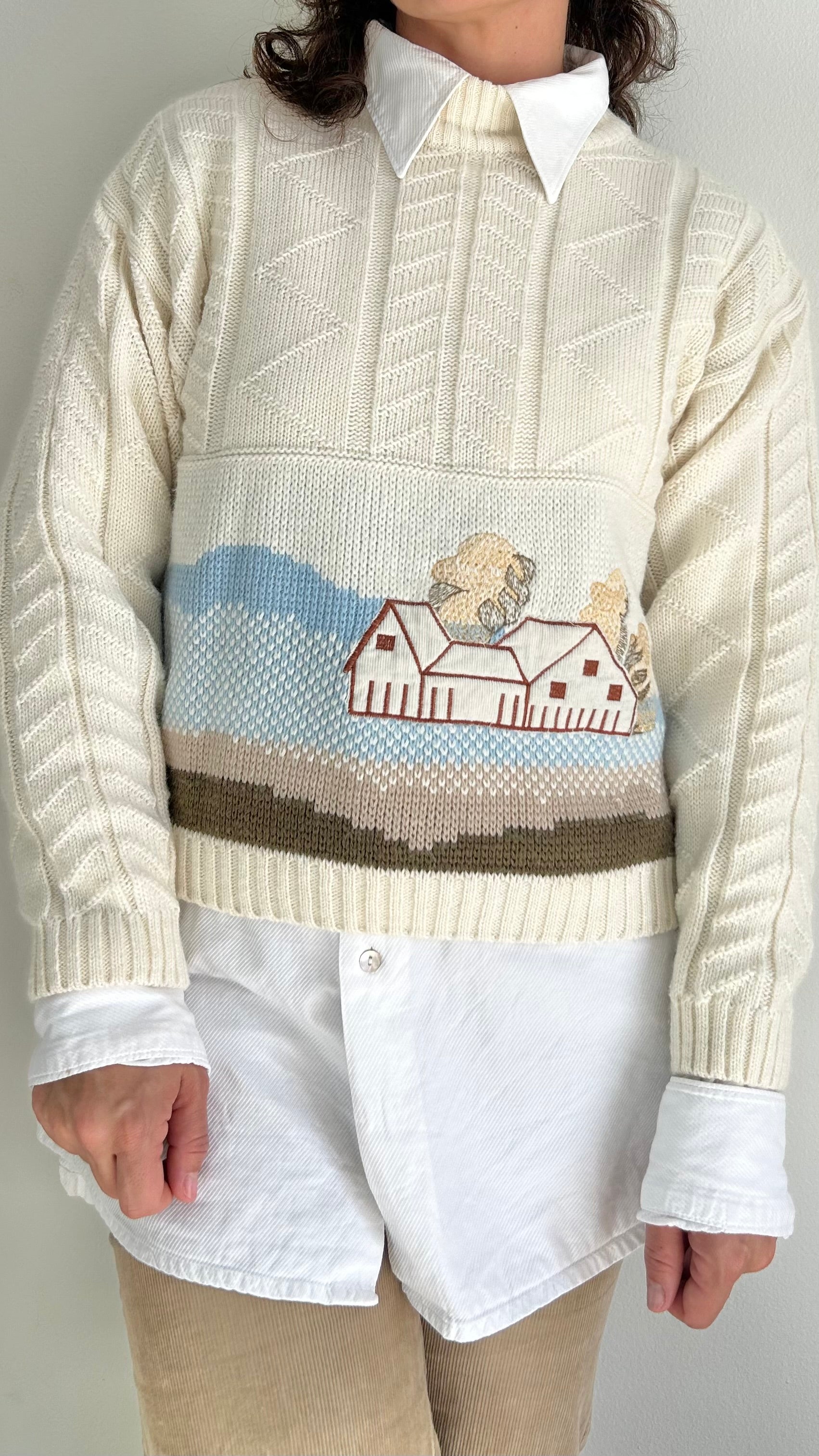 Vintage Embroidered Wool Blend Sweater