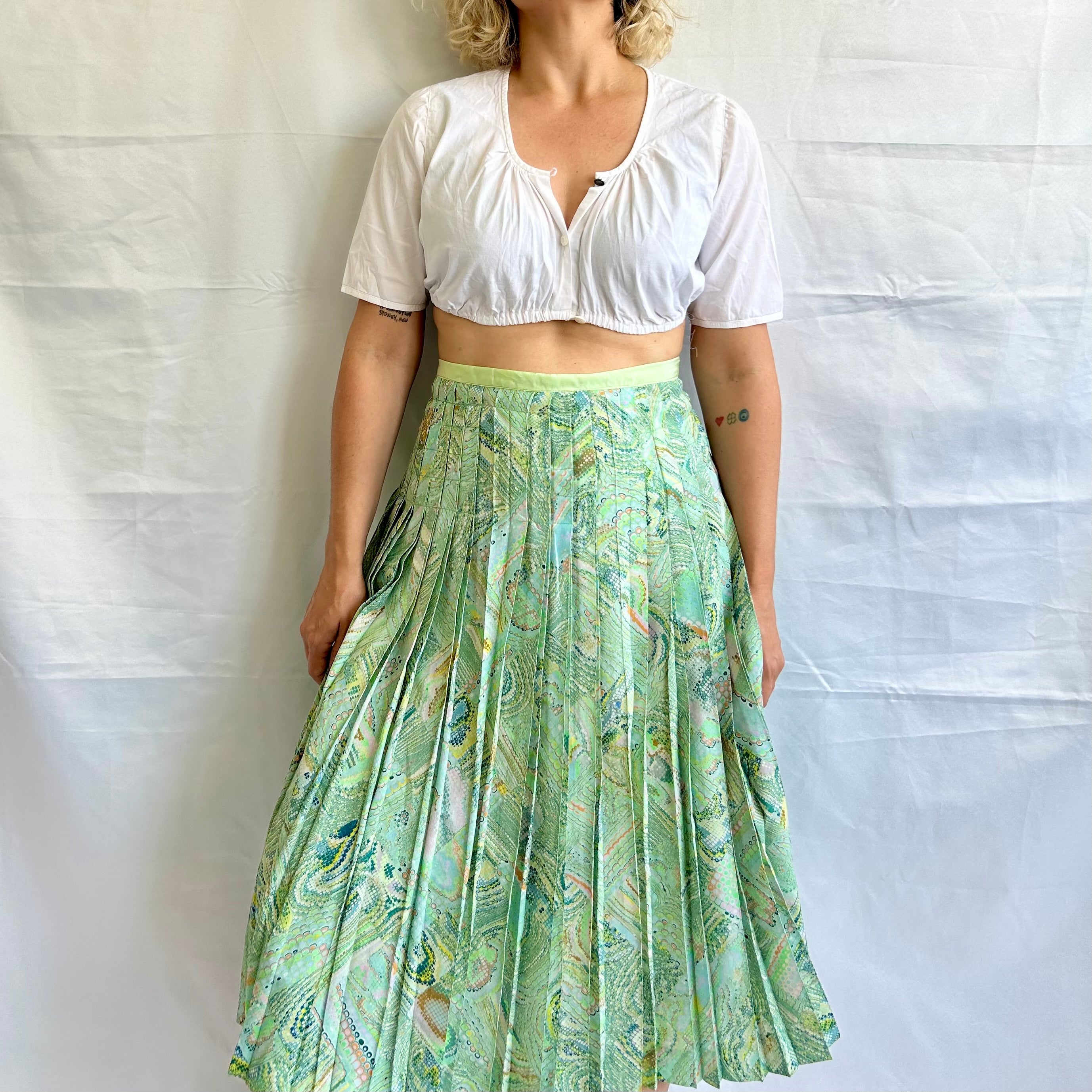 Vintage Pleated Floral Skirt