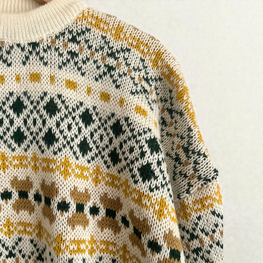 Vintage Nordic Pattern Knit Sweater