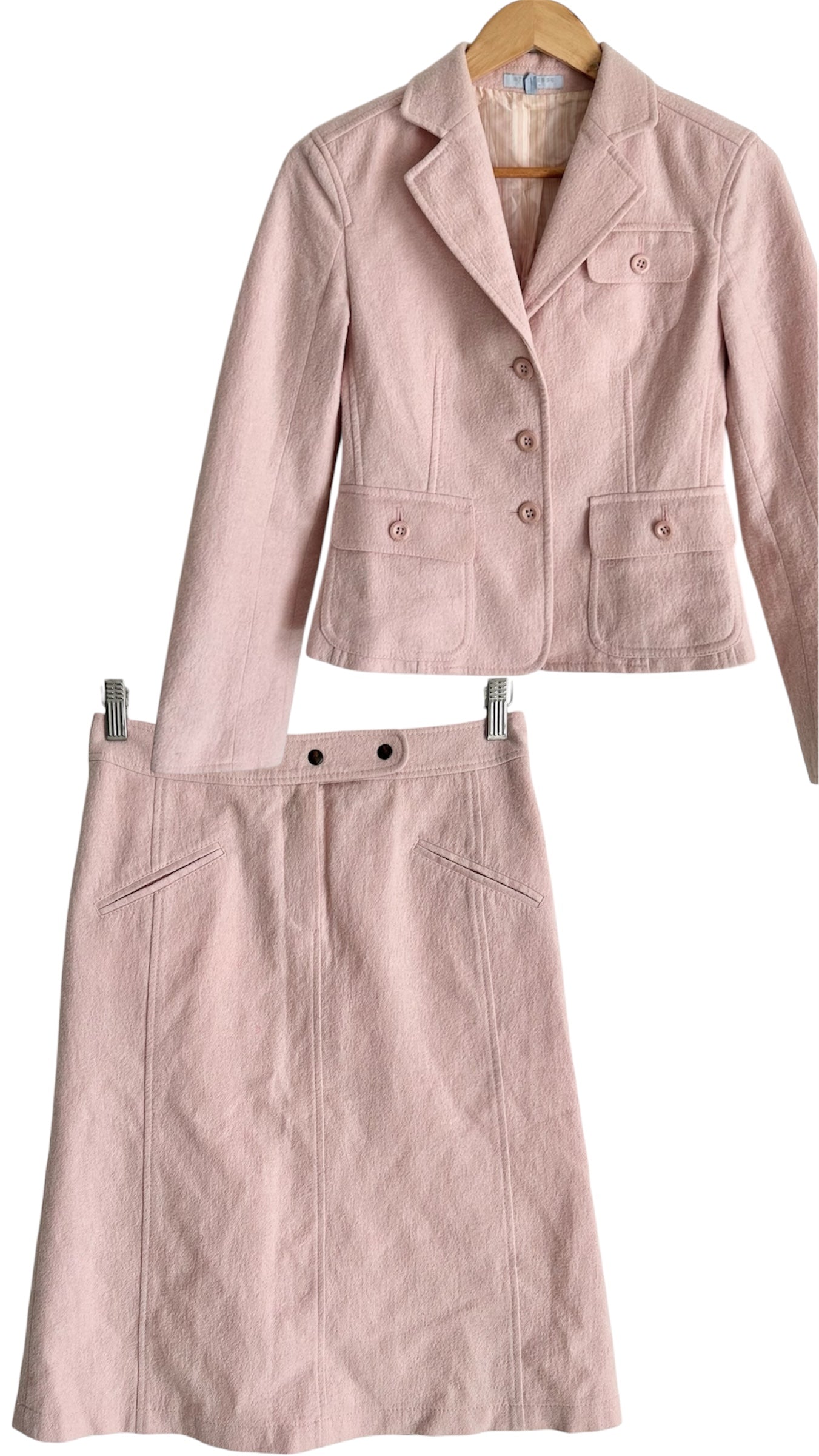 Vintage Set Skirt Suit – Soft Rose Virgin Wool & Cotton Blend