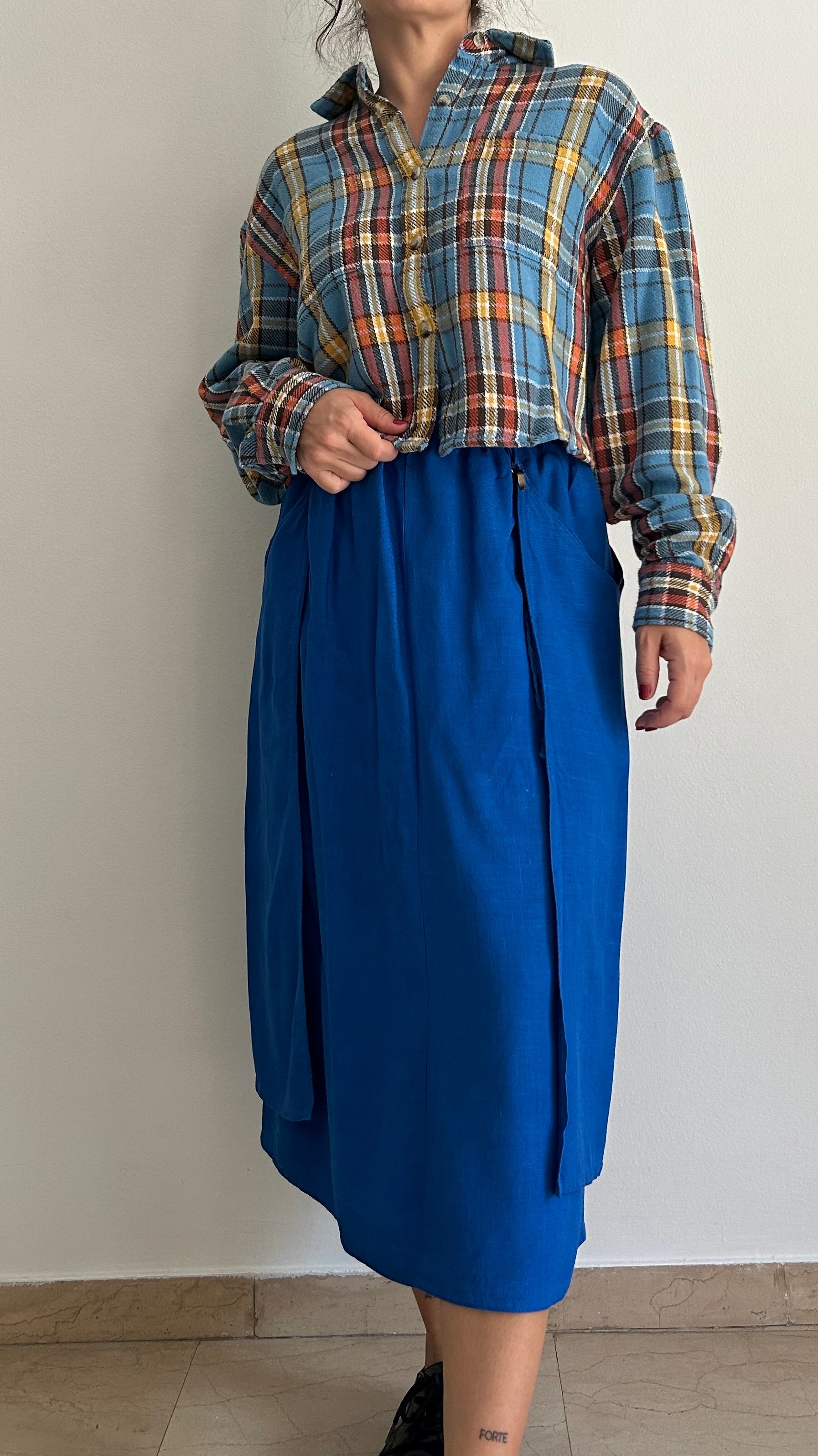 00’s Crop Flannel Shirt | Size L