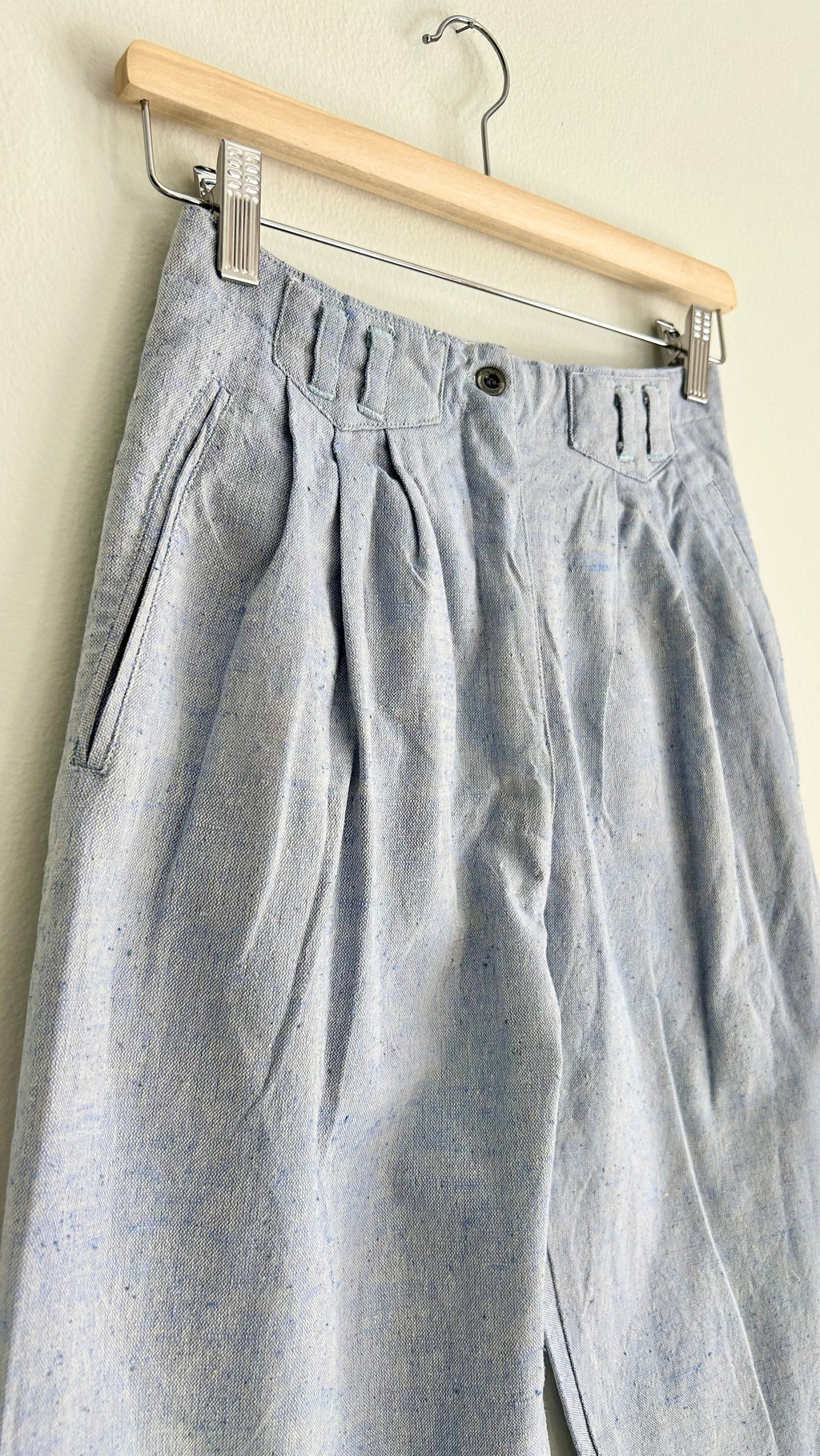 Vintage 1980s High-Waist Cotton Pants | Light Blue | XS–S