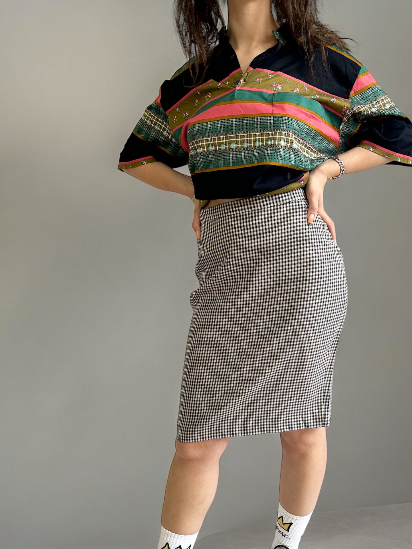 Vintage Plaid Midi Skirt