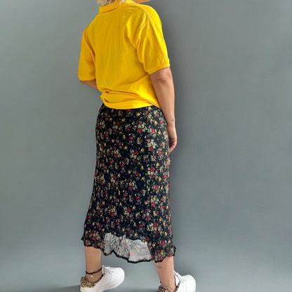 Vintage Floral Midi Tube Skirt