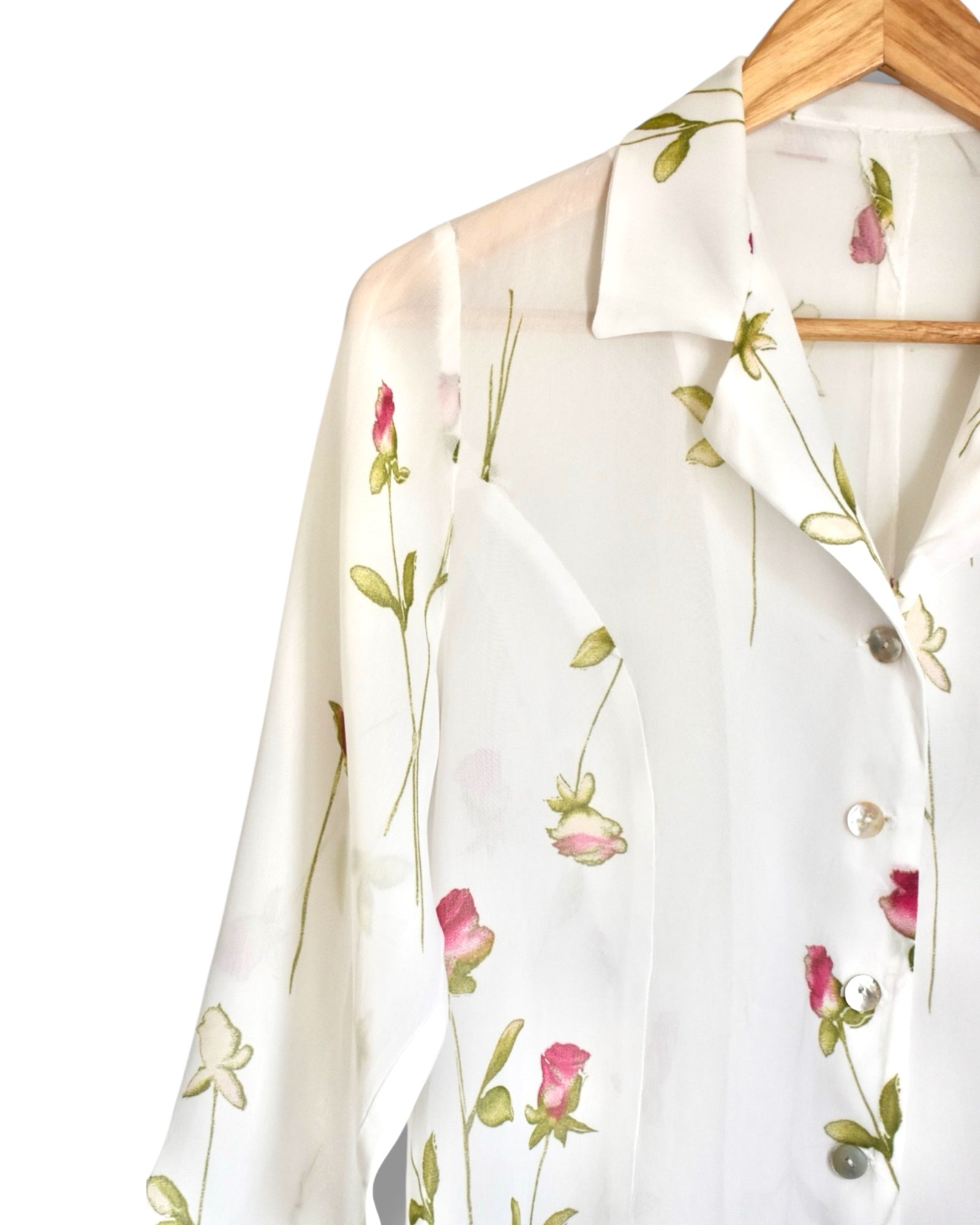 Vintage 3/4 Sleeve Sheer Floral Blouse