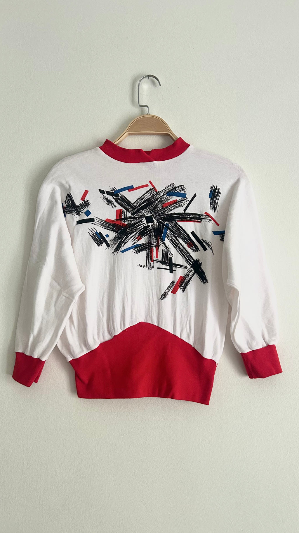 Vintage White 3/4 Sleeve Women’s Shirt with Red Details