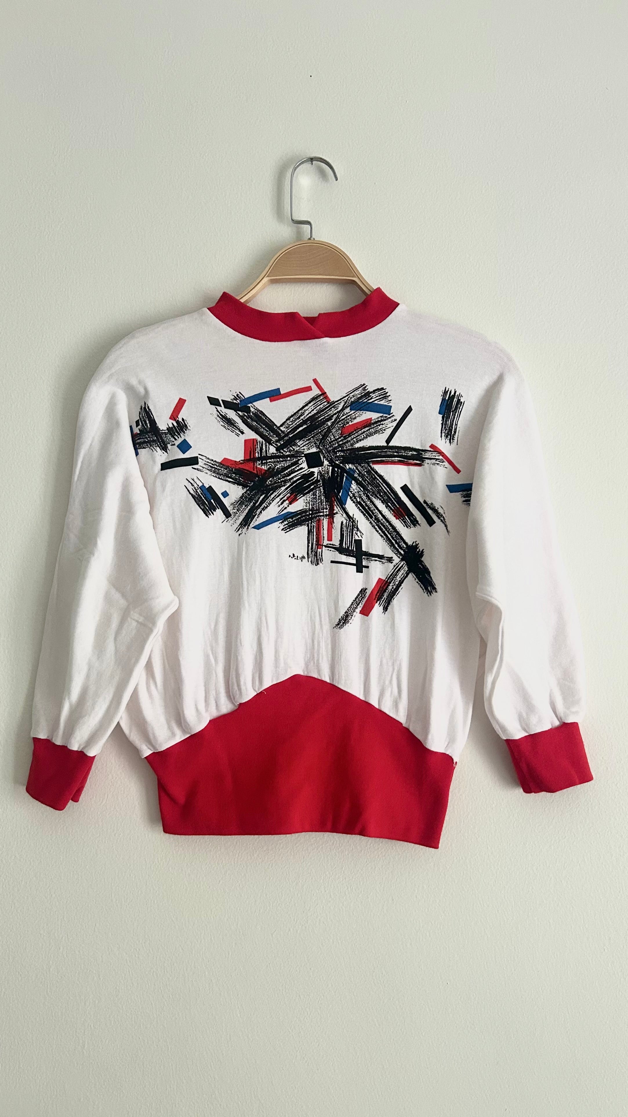 Vintage White 3/4 Sleeve Women’s Shirt with Red Details
