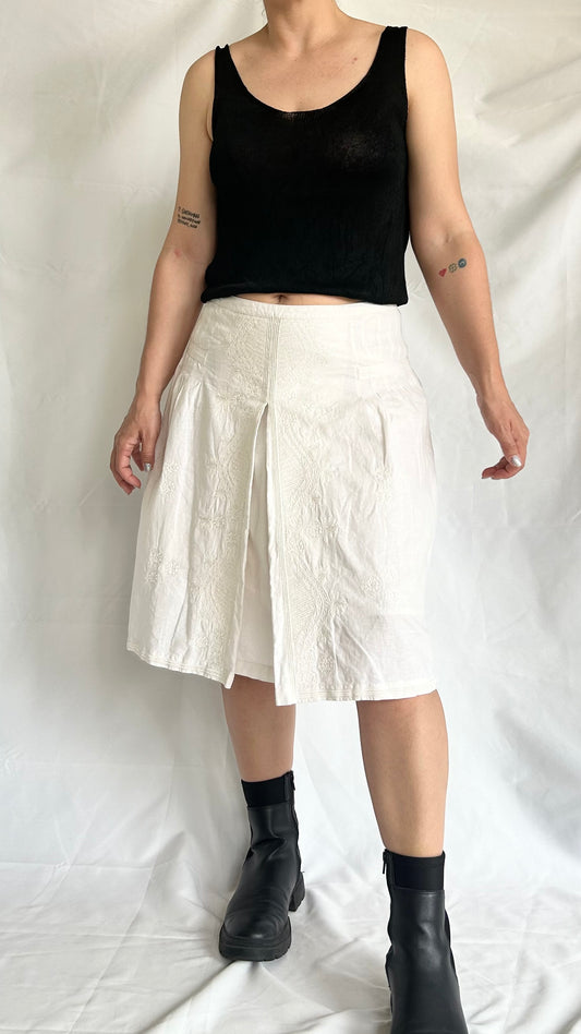 Vintage Embroidered Linen Skirt