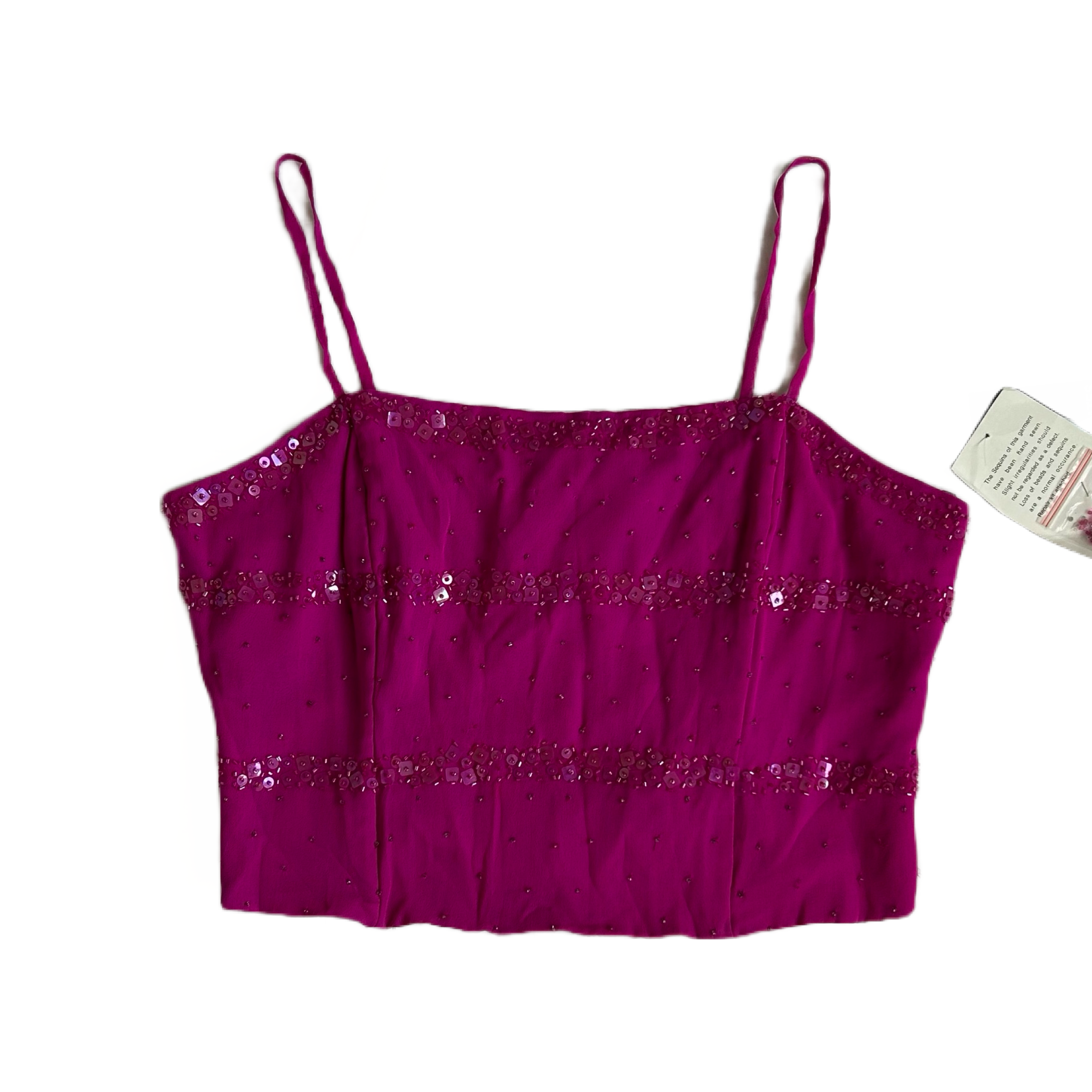 Dead Stock Vintage Corset 100% Silk Fuchsia