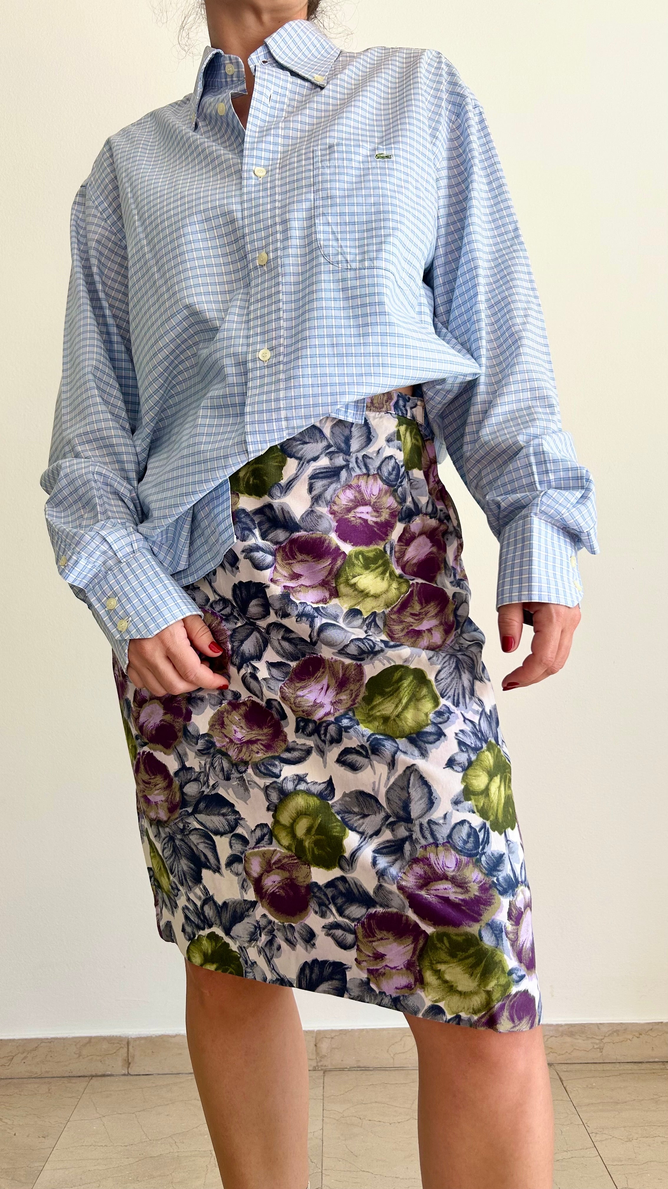 Vintage Floral Cotton Skirt (M–L)